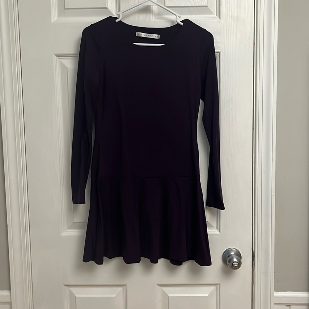 Susana Monaco purple drop waist long sleeve dress XS